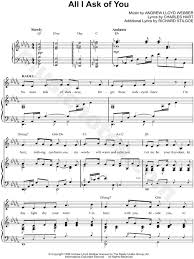 All I Ask Of You From The Phantom Of The Opera Sheet Music In Db Major Transposable Download Print Phantom Of The Opera Sheet Music Music