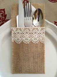 Set Of 10 Burlap Silverware Holders With Lace Shabby Chic Rustic Wedding Burlap Silverware Holder Rustic Burlap Wedding Burlap