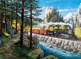 Rounding The Horn Train Puzzles Train Art Scenery