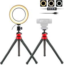 Amazon Com Webcam Light 6 Usb Ring Light Phone Holder With Tripod Stand For Logitech Webcam C920 C922x C930e Brio 4k C925e C615 Acetaken Camera Photo