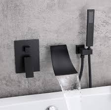 These faucets are available in various finishes, styles and handle option and create a clean modern look in your bathroom. Brass Led Waterfall Wall Mounted Bathtub Filler Faucet Handshower Chrome Modern Bathtub Faucets Home Garden Worldenergy Ae