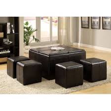 Chrome coffee table with black lacquer top. Red Barrel Studio Astrid Nested Storage Ottoman Ottoman Table Leather Coffee Table Coffee Table