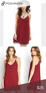 Temp Strappy Burgundy Slip Dress Black Lace Trim Lace Dress Black Clothes Design Slip Dress