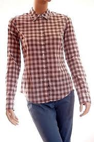 James Perse Womens Quarts Beige Brown Long Sleeve Plaid Button Down Shirt Top 2