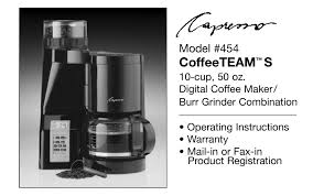 It grinds whole beans right before brewing, has a 12 cup carafe and a full. Capresso 454 Operating Instructions Manual Pdf Download Manualslib