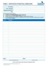 There have been two very recent cases on the meaning of 'practical. Fillable Online Form 5 Certificate Of Practical Completion Landscape Queensland Fax Email Print Pdffiller