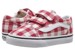 vans kids old skool v toddler girls shoes gingham racing