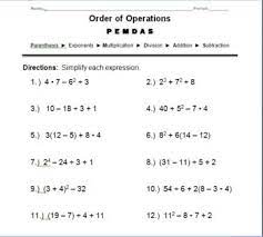 order of operations practice worksheet pemdas pemdas worksheets order of operations pemdas