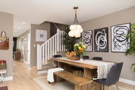 This is the view of the beautiful dining room from the hallway. Contemporary Neutral Dining Room With Black And White Wall Art Hgtv