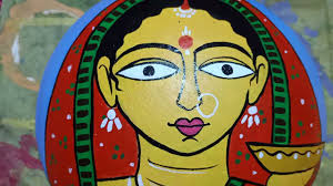 Painting in Clay pot with Acrylic Color[Jamini Roy's Painting Style]
