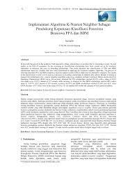 Kumpulan jurnal ilmu komputer (klik) volume 02, no.02 september 2015 issn: Pdf Implementasi Algoritma K Nearest Neighbor Sebagai Pendukung Keputusan Klasifikasi Penerima Beasiswa Ppa Dan Bbm