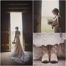 Midwest Summer Farm Wedding Rustic Wedding Chic Wedding Dress Cowboy Boots Wedding Dresses Lace Country Wedding
