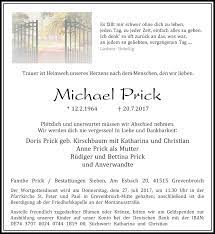 Alle Traueranzeigen Fur Michael Prick Trauer Rp Online De