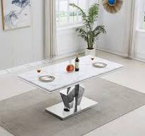 Amazon.com: Mesa de comedor de mármol blanco de 70 pulgadas ...