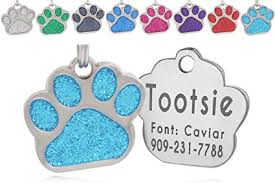 We highly recommend the collar tag for in partnership with boomerang tags, we offer 4 styles of pet id tags for your preferred collar or use. Amazon Com Io Tags Pet Id Tags Personalized Dog Tags And Cat Tags Custom Engraved Easy To Read Cute Glitter Paw Pet Tag Turquiose Pet Supplies