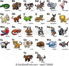 cartoon animal alphabet chart set