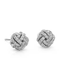 Love Knot Diamond Stud Earrings In 14k White Gold 5 8 Ct Tw Blue Nile Round Diamond Earrings Diamond Earrings Studs Knot Stud Earrings