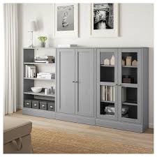 Havsta Storage Combination W Glass Doors Gray 95 5 8x14 5 8x52 3 4 Ikea Ikea Dining Room Ikea Living Room Dining Room Storage
