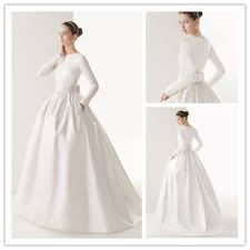 If you're looking for a long sleeve ball gown wedding dress you will love our selection of princess. Floor Length Simple Elegant Long Sleeve Wedding Dresses Ball Gown White Satin 2015 Muslim Bridal Gowns Vestido De Noiva Hl376 Dress Up Girls For Fun Dresses For Larger Womendress Woven Aliexpress
