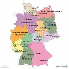 Die kinder sollen bereits in der grundschule das land „deutschland näher kennenlernen. Stepmap Bundeslander Und Hauptstadte Landkarte Fur Deutschland