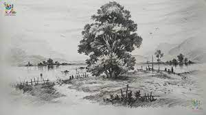 Realistic and life like pencil drawings of horses and dogs from your photographs by artist sara (erhardt) schank. How To Draw And Shade A Tree In A Beautiful Landscape With Pencil Step By Step Youtube