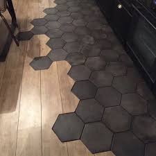 Im In Love With This Floor That Combines Classic Wood And Hexagonal Tiles Obsessed Hexagon Tilefloors Hexagon Tile Kitchen Floor Hexagon Tiles Flooring