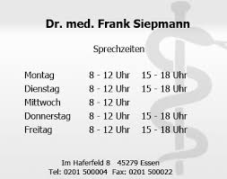 Dr Med Frank Siepmann Internisten In Essen Freisenbruch Offnungszeiten