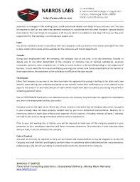 A lunch/meal break of at least 30 minutes in which no work activities are performed. Nabros Labs Offer Letter