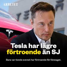 Bara var tionde svensk har förtroende för Tesla. Företaget tar  bottenplatsen av de undersökta företagen i Förtroendebarometern. 2024 var  första gången förtroendet för Tesla mättes. Och det var dyster läsning för  elbilsföretaget