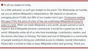 A free, collaborative, and multilingual internet encyclopedia. Wikipedia Removes Donation Notice For Indian Users After Paywall Rumours News Nation English