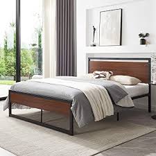 Gray colored upholstery with nailhead. Buy Smile Back Bed Frame With Headboard Metal Platform Bed Frame With Footboard Bed Frame Queen Size No Box Spring Needed Platform Bed Frame Sturdy Steel Structure Queen Online In Indonesia B08xmck8h7