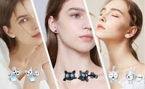 Pendientes de gato negro de plata de ley 925 con pequeños gatos negros,  hipoalergénicos, con diseño de gato, regalo para niños, niñas, mujeres, 10  mm : Amazon.es: Moda