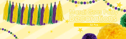 Mardi gras parade krewes mardi gras new orleans. Amazon Com 32pcs Yellow Green Purple Pom Pom Flowers Party Decorations Hanging Tissue Paper Pom Poms Flowers Hanging Swirls Garland Tassel Mardi Gras Party Supplies Home Kitchen