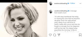 Reacting to the sad news of Sarah Harding's death today, Baroness Delyth  Morgan, Chief Executive at Breast Cancer Now said: 'We are devastated to  hear of the death of Sarah Harding, another