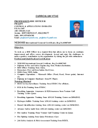 Prajin Cv Hse Officer