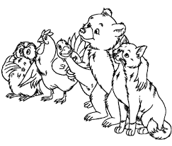 Owl Hen Goose Little Bear And Cat Coloring Page Free Printable Coloring Pages Bear Coloring Pages Cat Coloring Page Little Bear Cartoon