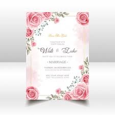 Tarjeta De Invitacion De Boda Con Rosa Rosa Flor Estilo Acuarela Tarjeta De Invitacion Boda Diseno De Invitacion De Boda Invitaciones Para Boda Elegantes