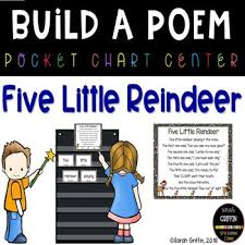 Build A Poem 5 Little Reindeer Pocket Chart Poetry Center