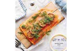 1 # salmon filet 1/4 cup chopped tomatoes 1/4 cup chopped yellow pepper 1/2 tsp onion powder 1/4 cup canola. Passover Cedar Planked Salmon Grocery Baldor Specialty Foods