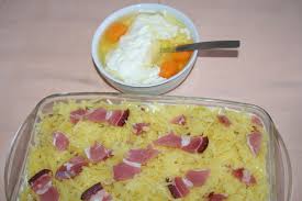 Un fel principal de mancare rapid gustos si delicios. Cartofi Gratinati La Cuptor Cu Branza Cascaval Sunca Oua Si Smantana