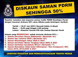 Bernama #diskaun #samanjpj #covid19 #lindungdirilindungsemua #jaganegarakita #jabatanpenerangan #peneranganjohor #penjbahru #johorbahru #jauharku pic.twitter.com/90q760lyyj. Perak Press Diskaun Saman Pdrm Sehingga 50 Kaunter Facebook