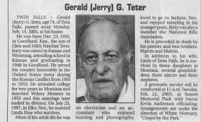 Obituary for Gerald G. Teter, 1930-2005 (Aged 74)