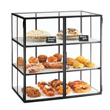 Equip your restaurant or business with top manufacturers in the industry. Cal Mil 22116 13 3 Tier Pastry Display Case W Swing Doors 26 1 2 W X 17 D X 26 3 4 H Acrylic Steel Black
