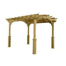 10 Ft X 12 Ft Wood Pergola Pa1012 The Home Depot Wood Pergola Outdoor Pergola Pergola