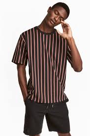 Black And Red Striped T Shirt Mens Slub Jersey T Shirt Black Red Striped Men H M Us H M Men Slub Jersey Black Shirt
