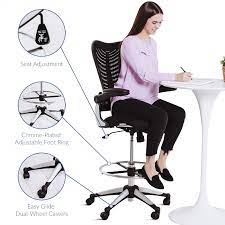Smugdesk drafting tall office chair. Modway Charge Drafting Chair In Black Reception Desk Chair Tall Office Chair For Adjustable Standing Desks Drafting Chair Black Reception Desk Reception Desk