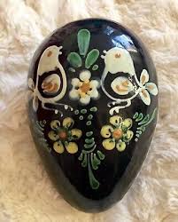 G Wehrling Soufflenheim Signed Ceramic Folk Art Pottery Alsace France Egg 7 Inch Pottery Art Pottery Folk Art