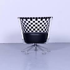 Arne jacobsen egg chair replica | blue cashmere. Set Of Three Cor Circo Designer Armchair Black And White Leather One Seat At 1stdibs