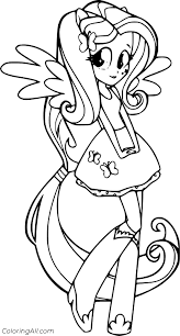 This sweet little equine is all about fashion. Equestria Girl Fluttershy Coloring Page Coloringall