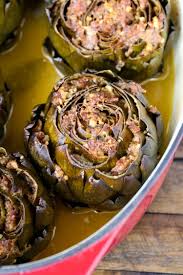 Grandma S Best Stuffed Artichokes Artichoke Recipes Baked Artichoke Recipes Fall Vegan Recipes